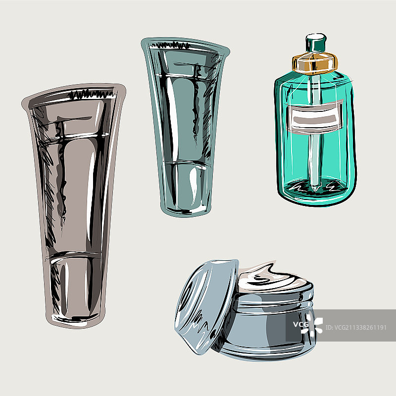 装饰性化妆品和化妆刷图片素材