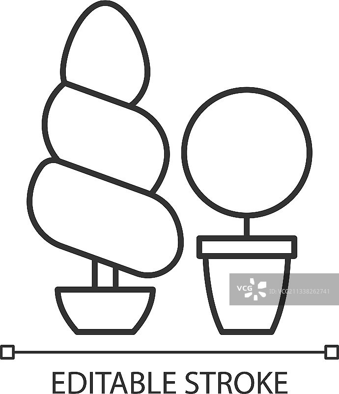 植物造型和常绿植物线性图标图片素材