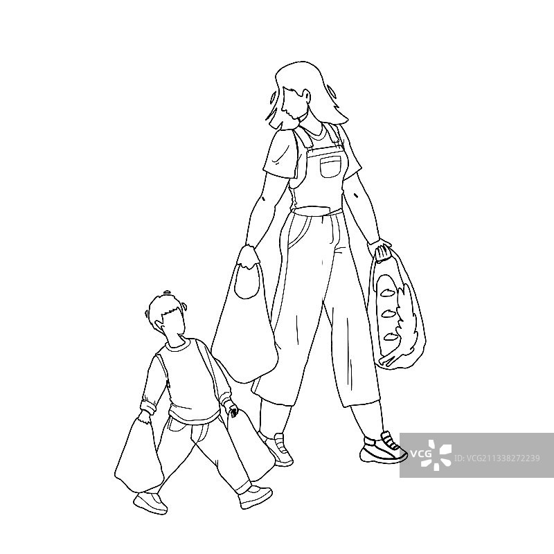 儿童礼仪：帮助成年人提包图片素材