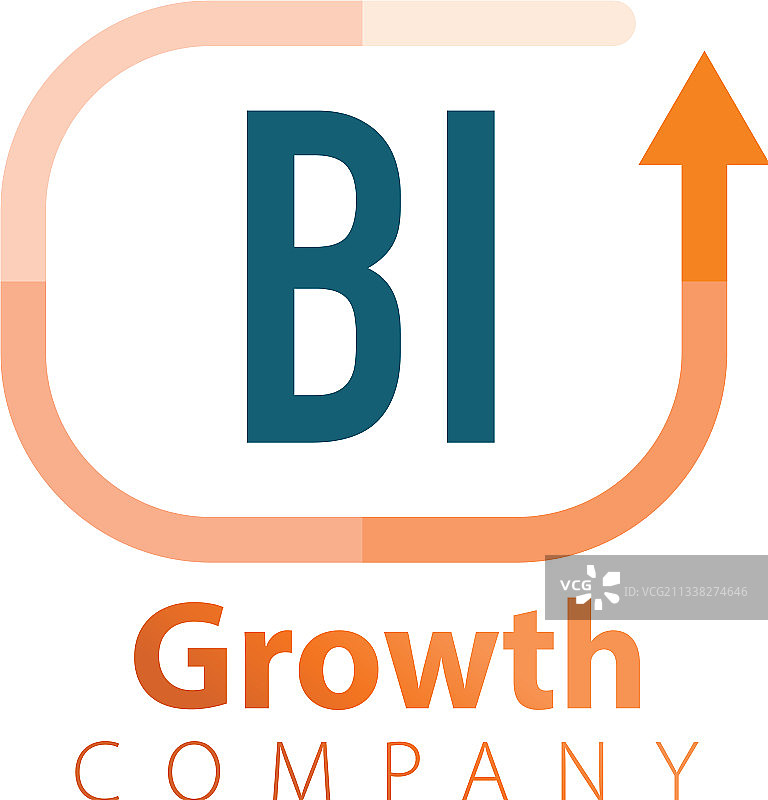 首字母BI增长向上标志设计模板图片素材