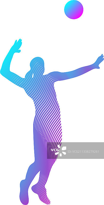 排球运动员发球 - 黑色图片素材