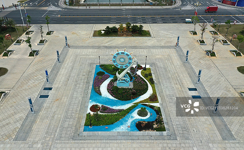广东省汕尾市城区星光广场滨海公园航拍图片素材