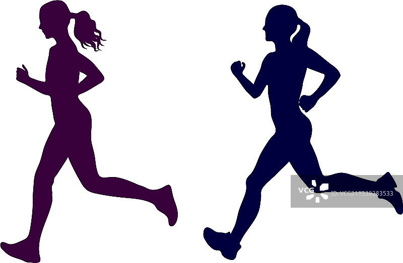 跑步剪影女性轮廓素描健身图片素材