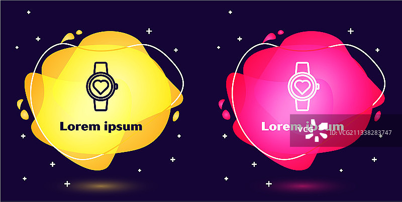 显示心跳率图标的智能手表线性组合图片素材