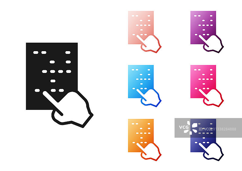 黑色盲文图标，白色背景上图片素材