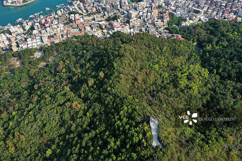 广东省惠州市惠东县港口镇大星山双月湾观景台航拍图片素材