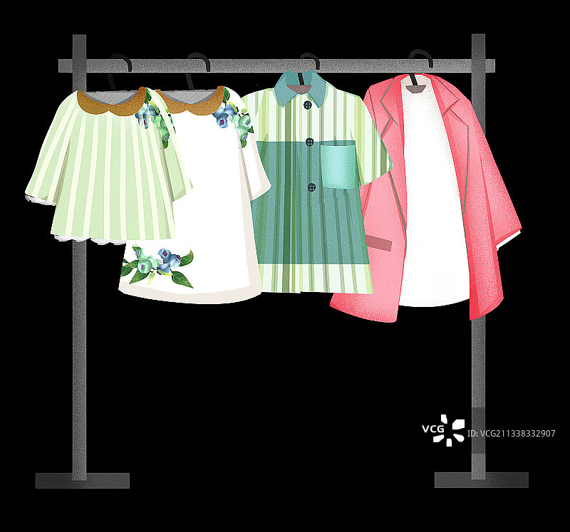 挂在架子上的衣服插画元素图片素材