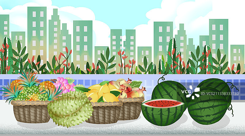 水果摊插画背景图片素材