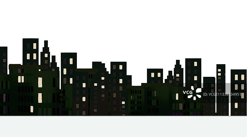 夜晚的建筑插画元素图片素材
