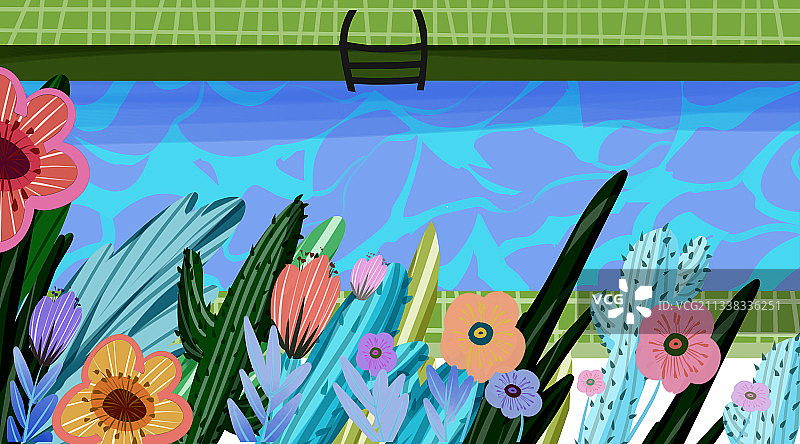 游泳池插画背景图片素材