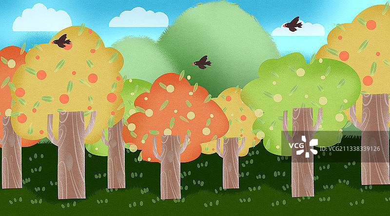 果园插画背景图片素材