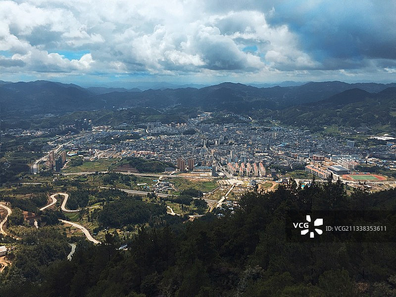 福建省宁德市柘荣县全景俯瞰图片素材