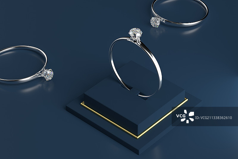3D渲染的奢华钻戒图片素材