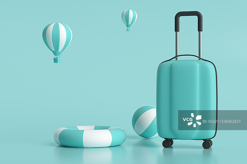 3D渲染的夏日旅行主题行李箱图片素材