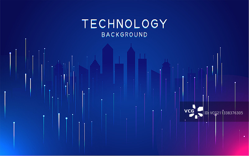 科技背景线条未来创新城市剪影矢量海报素材图片素材
