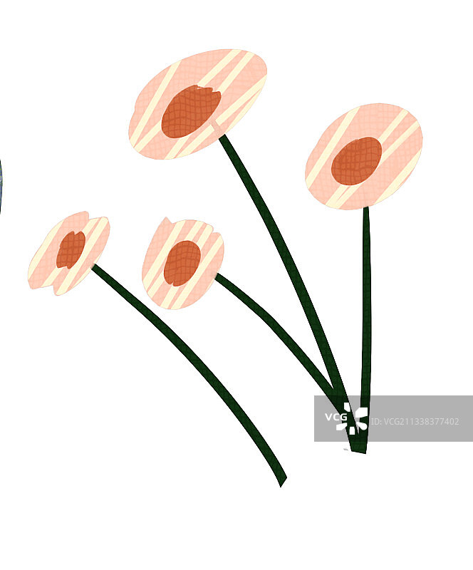 粉红色的花插画元素图片素材