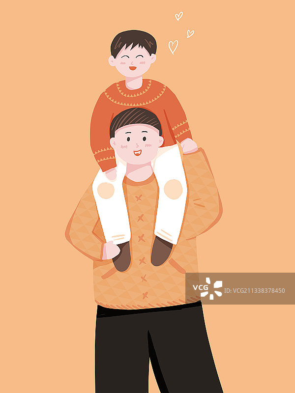 孩子坐在爸爸肩膀上玩耍图片素材