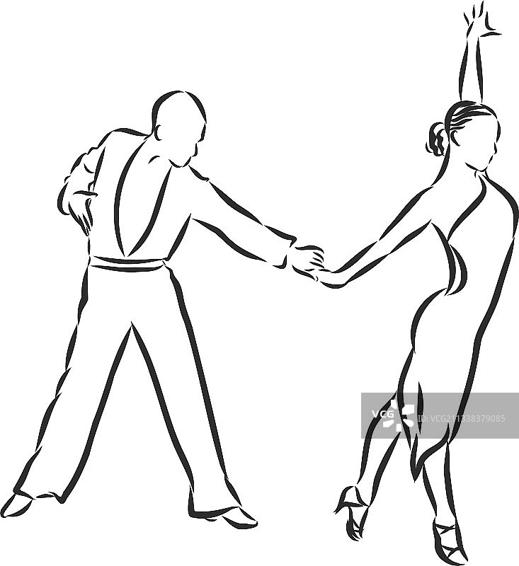 拉丁舞情侣素描图片素材