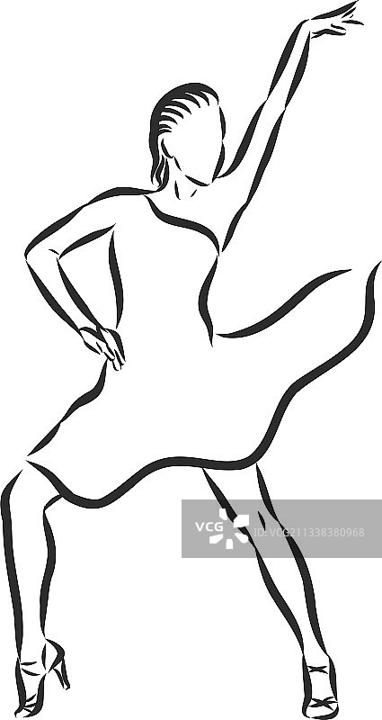 拉丁舞情侣素描图片素材