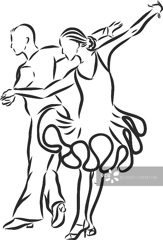 拉丁舞情侣素描图片素材