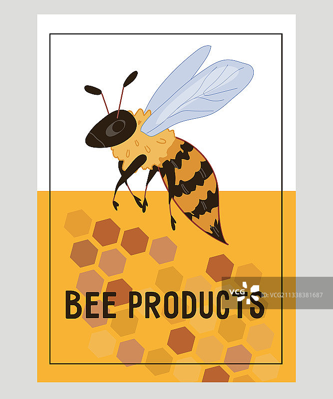 带有天然蜂产品banner或卡片模板图片素材