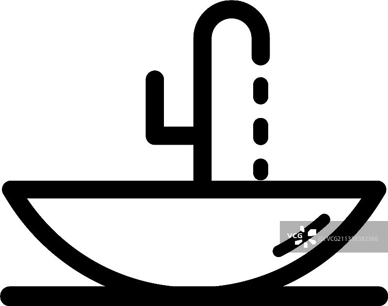 白色背景上隔离的水槽轮廓符号图片素材