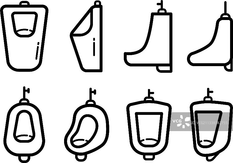 小便池轮廓图标集-01图片素材