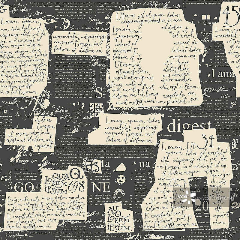 手写和印刷文字的无缝图案图片素材