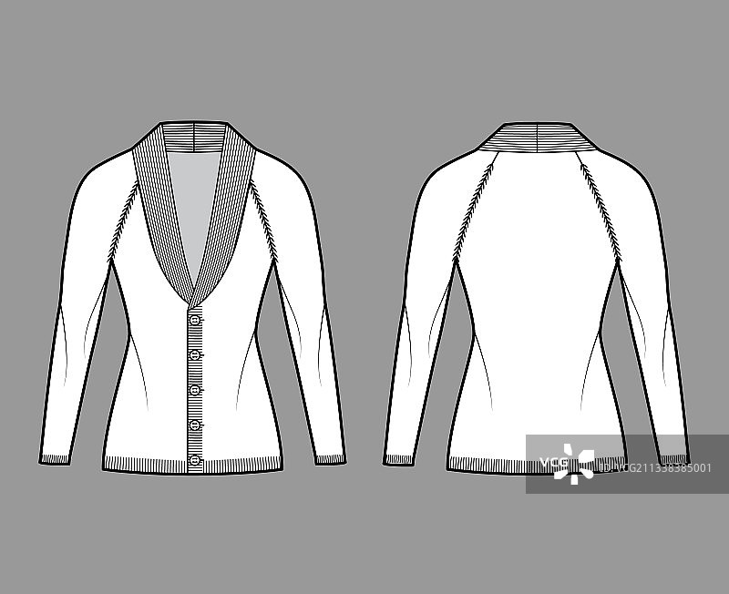 开襟披肩领毛衣款式图图片素材