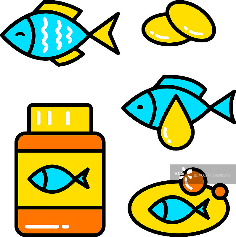 鱼油图标集鱼类简约图标集图片素材