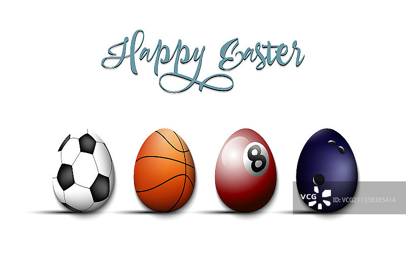 运动球形复活节彩蛋套装图片素材
