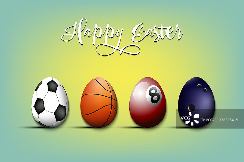 运动球形复活节彩蛋套装图片素材