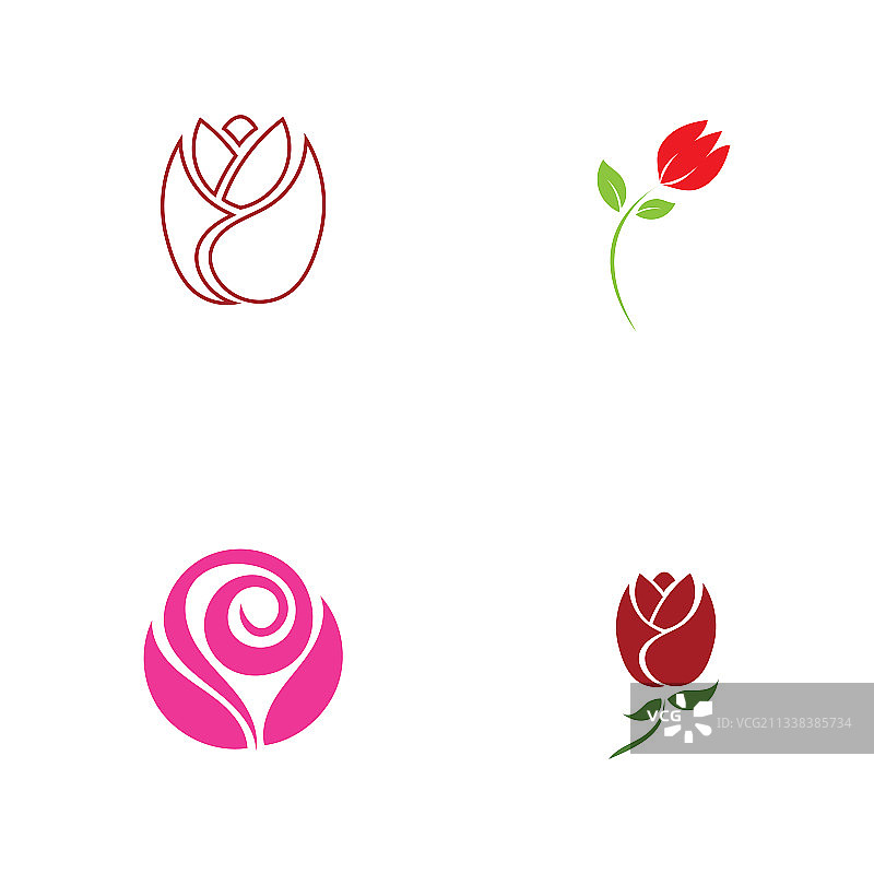 带玫瑰花的精美轮廓logo图片素材