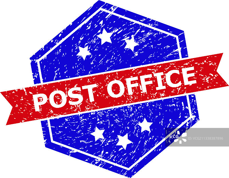 六边形双色邮局印章图片素材
