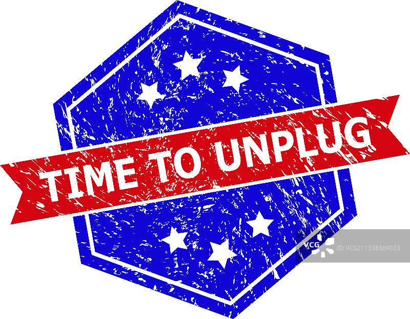 六边形双色停止连接橡胶图章图片素材