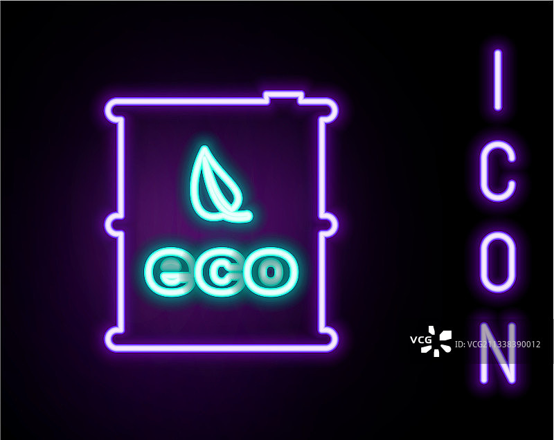发光的霓虹灯线生物燃料桶图标图片素材