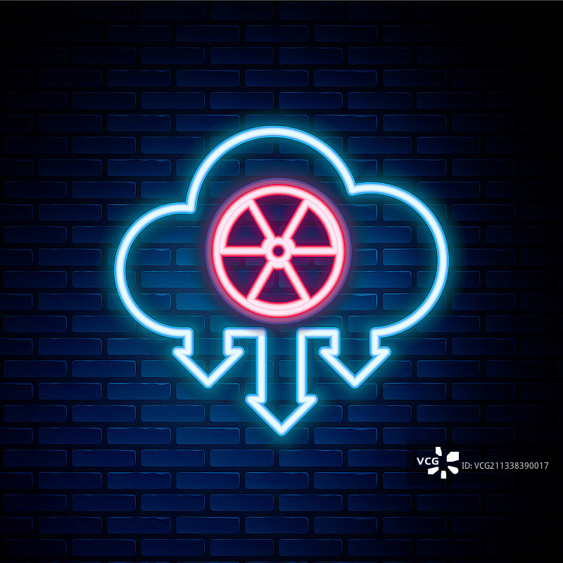 发光霓虹灯线条酸雨和放射性云朵图片素材