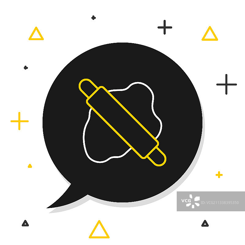 白色背景上的线条擀面杖和面团图标图片素材