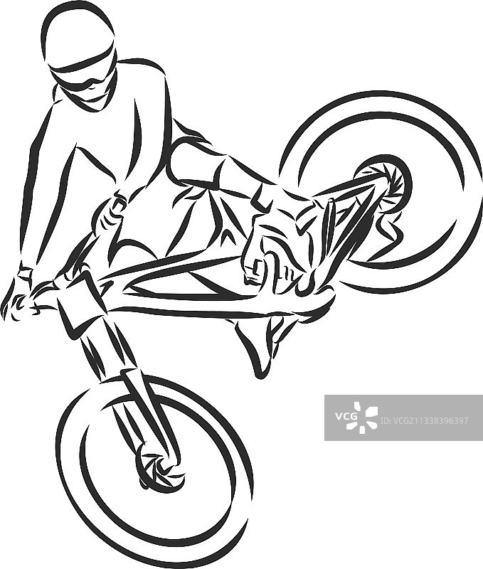 手绘骑自行车者男人图片素材