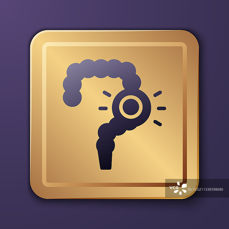 紫色背景上的肠道便秘图标图片素材