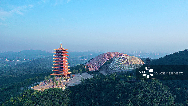 航拍牛首山/夜景图片素材