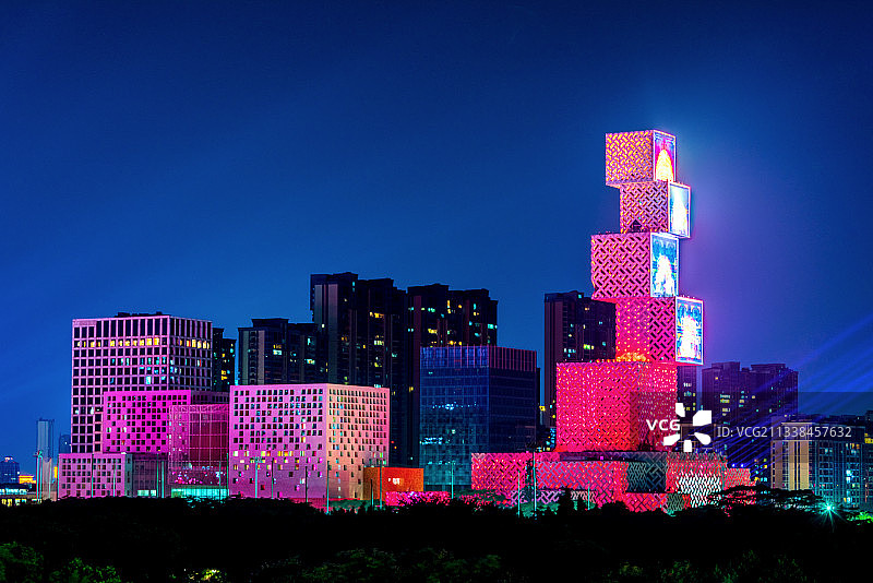 中国广东佛山坊塔夜景风光图片素材
