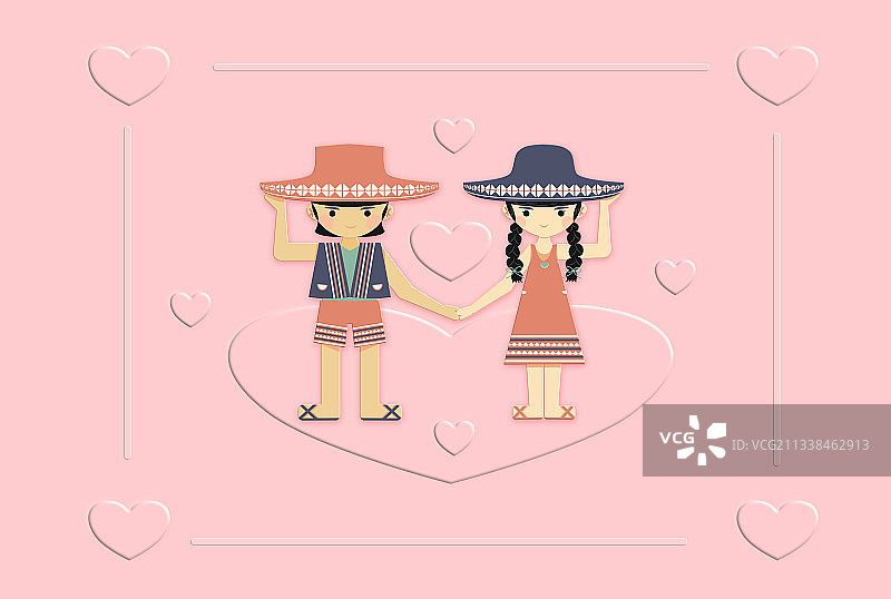 夏日牵手情侣图片素材