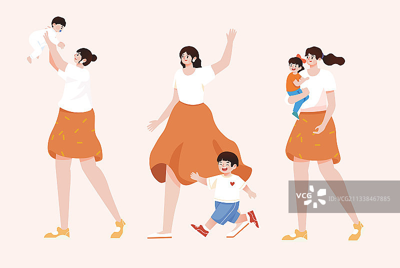 母子亲子关系插画图片素材