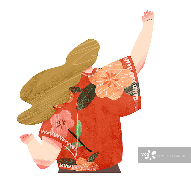 女性打招呼插画元素图片素材