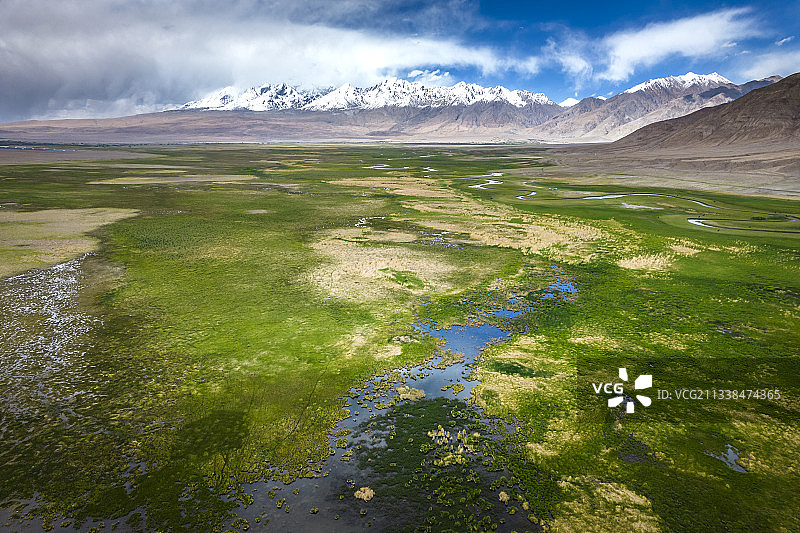 中国新疆喀什塔什库尔干塔合曼湿地风光图片素材