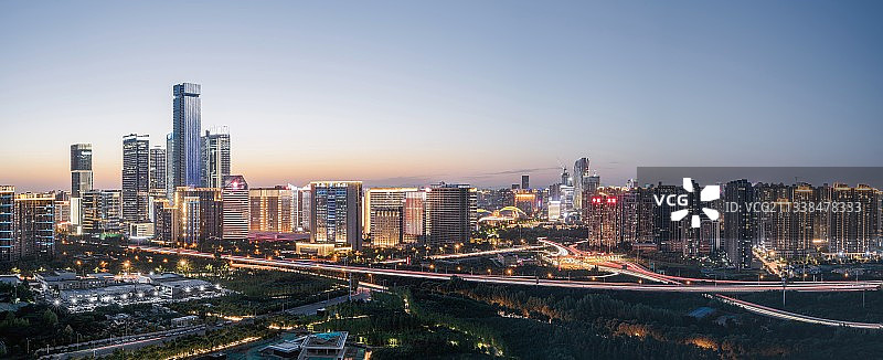 西安高新区夜幕全景图片素材