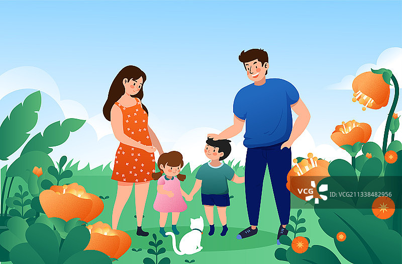 二胎一家人图片素材