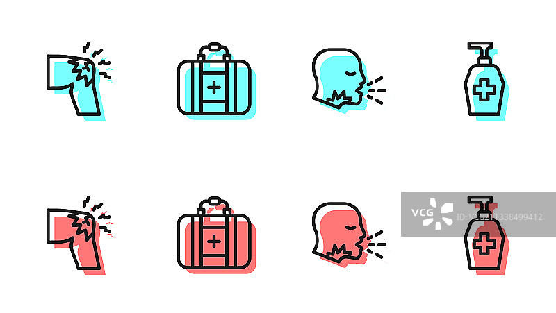 设置线条：男子咳嗽关节痛膝盖痛图片素材