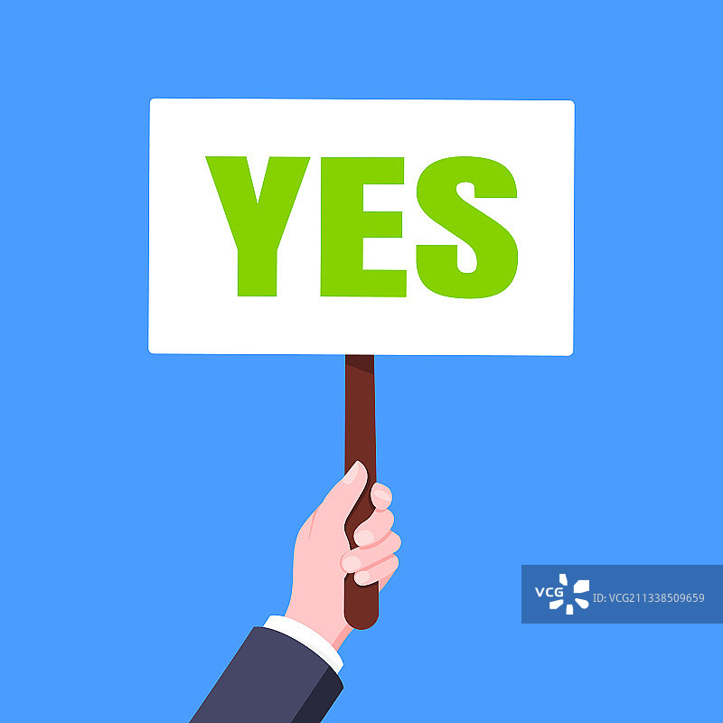 手持“赞”字banner牌的商务概念图片素材